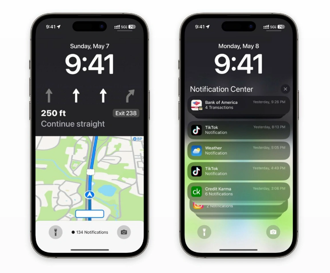 东莞苹果维修服务分享iOS17锁屏地图导航半屏显示长什么样 